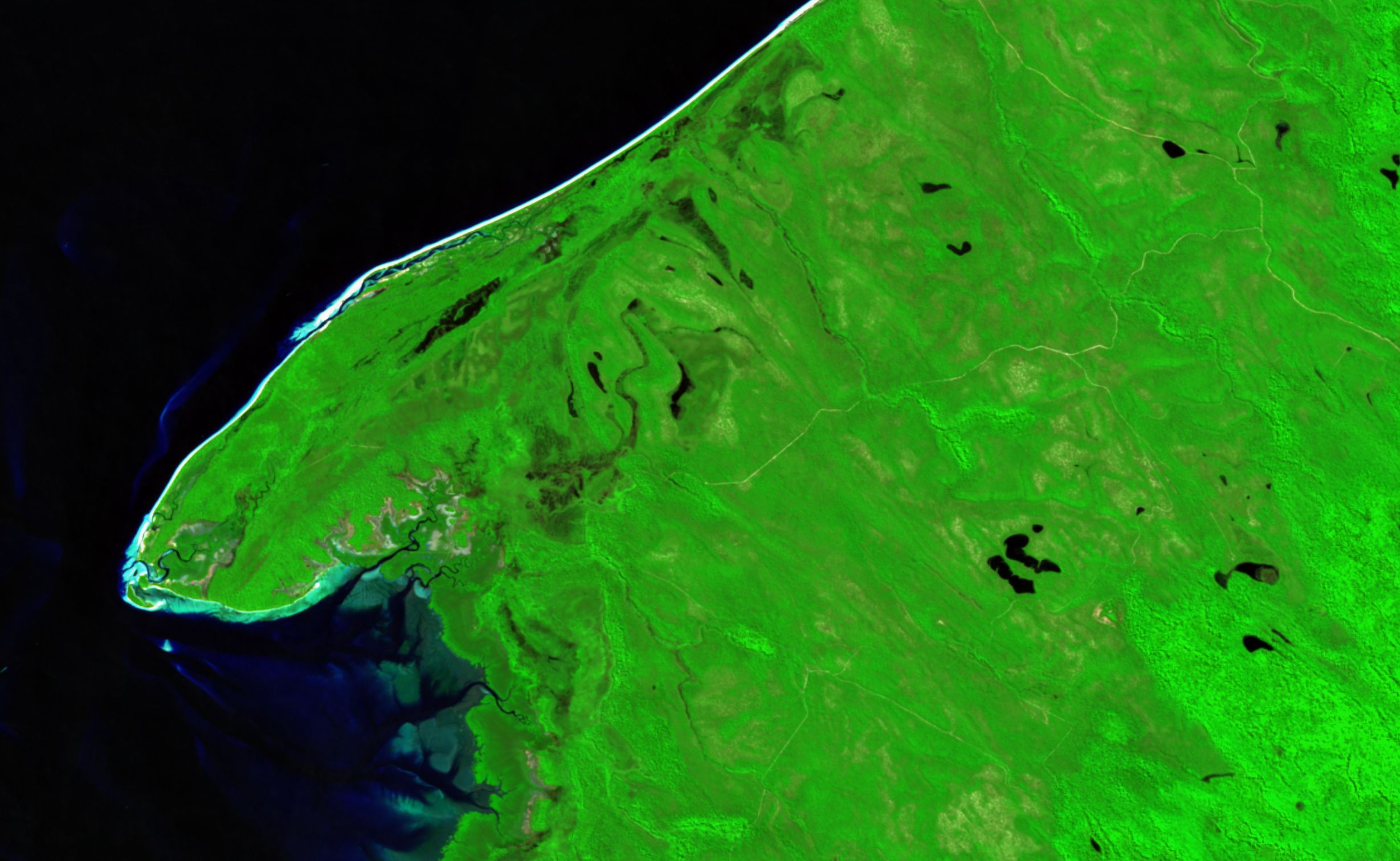 K’gari, the same scene in April 2026, with the burnt area revegetated.